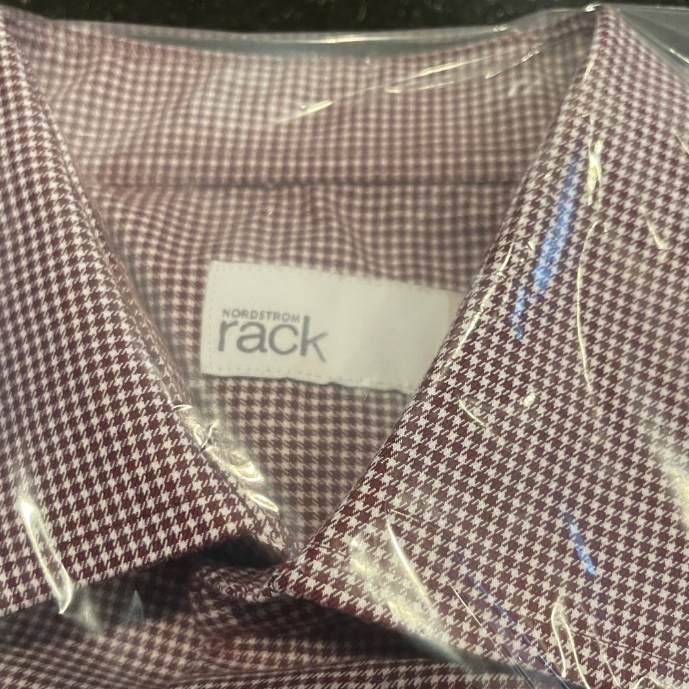 Nordstrom Men's Maroon Checkered Dress Shirt